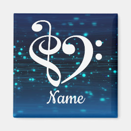 Imán Treble Clef Bass Clef Heart Blue Nebula Personaliz