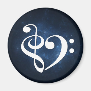 Imán Treble Clef Bass Clef Heart Dark Blue Nebula