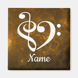 Imán Treble Clef Bass Clef Heart Gold Nebula Personaliz