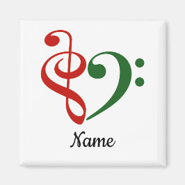 Imán Treble Clef Bass Clef Heart Music Lover