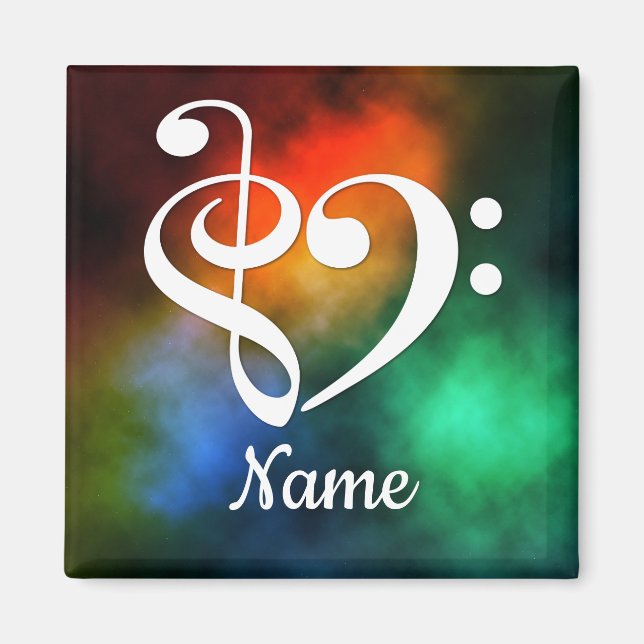 Imán Treble Clef Bass Clef Heart Nebula Personalizada (Frente)