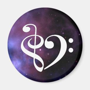 Imán Treble Clef Bass Clef Heart Purple Haze Nebula