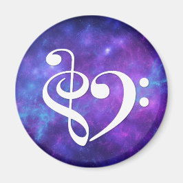 Imán Treble Clef Bass Clef Heart Purple Verde azulada n