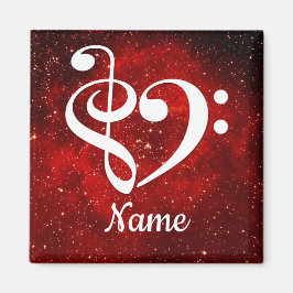 Imán Treble Clef Bass Clef Heart Red Nebula Personaliza