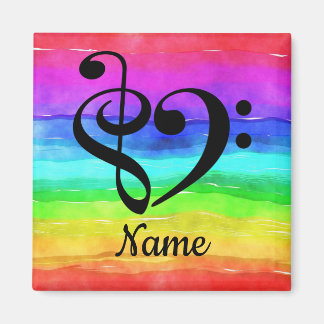 Imán Treble Clef Bass Clef Music Heart Personalizado