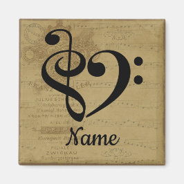 Imán Treble Clef Bass Clef Music Heart Personalizado