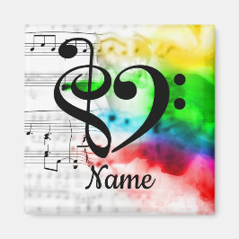 Imán Treble Clef Bass Clef Music Heart Personalizado