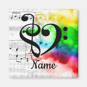 Imán Treble Clef Bass Clef Music Heart Personalizado