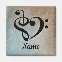 Imán Treble Clef Bass Clef Music Heart Personalizado