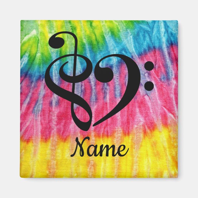 Imán Treble Clef Bass Clef Music Heart Personalizado (Frente)