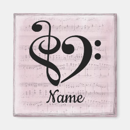 Imán Treble Clef Bass Clef Music Heart Personalizado