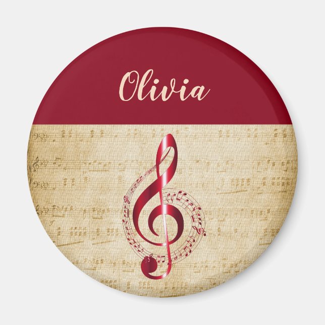 Imán Treble Clef Vintage Music (Frente)