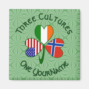 Imán Trébol Personalizado Americano Irlandés Noruego