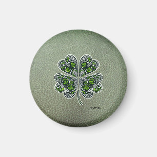 Imán Trébol Shamrock Cuero Verde Día de San Patricio 