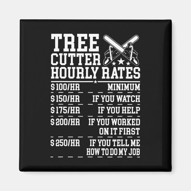 Imán Tree Cutter Hourly Rate Funny Lumberjack Arborist  (Frente)