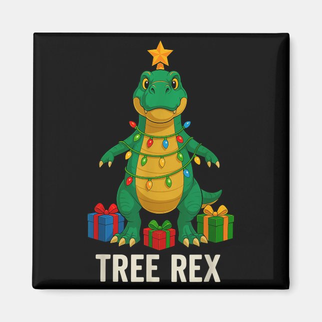 Imán Tree Rex Funny Dinosaur Christmas  (Frente)