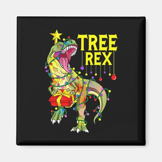 Imán ¡Tree Rex! Paleontólogo divertido de Navidad  (Frente)