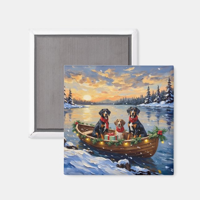 Imán Treeing Walker Coonhound Christmas Boat Holiday (Anverso/Reverso)