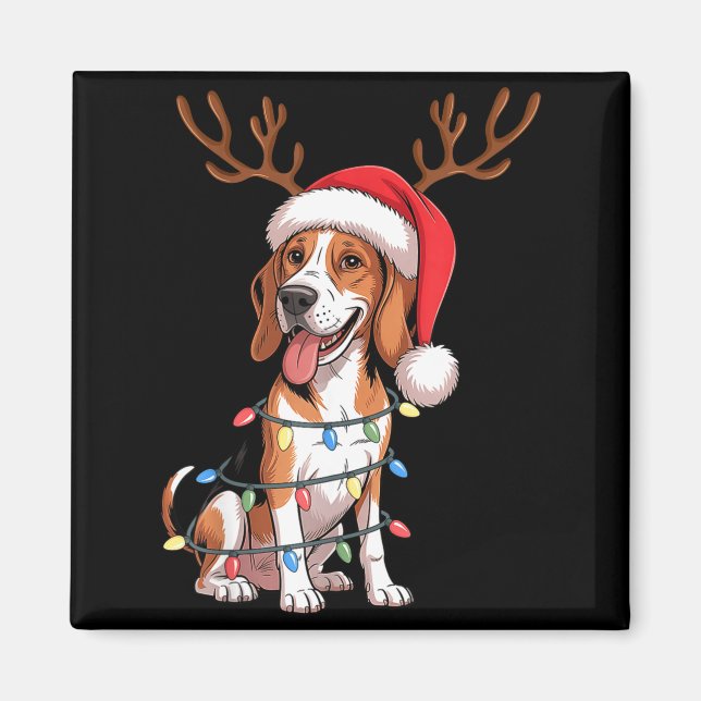Imán Treeing Walker Coonhound Dog Christmas Lights Sant (Frente)
