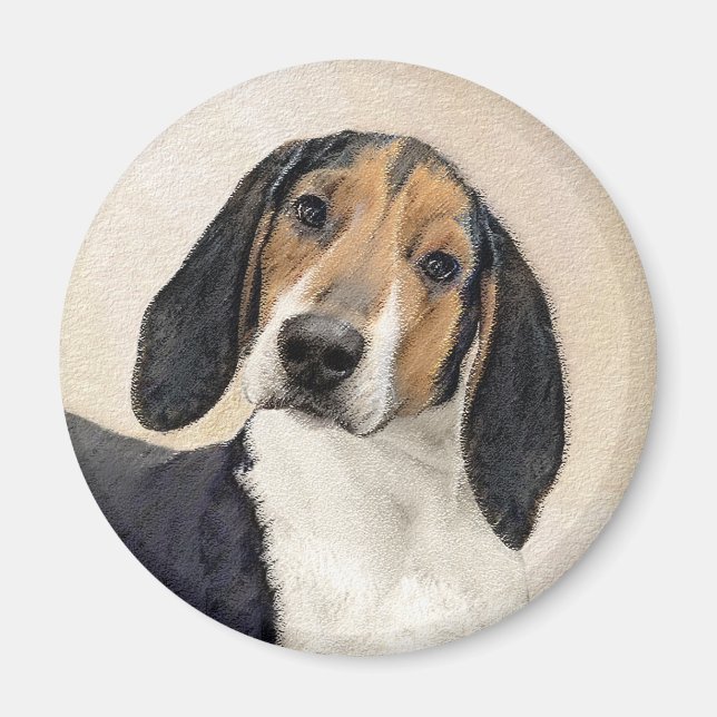 Imán Treeing Walker Coonhound Painting - Arte original (Frente)