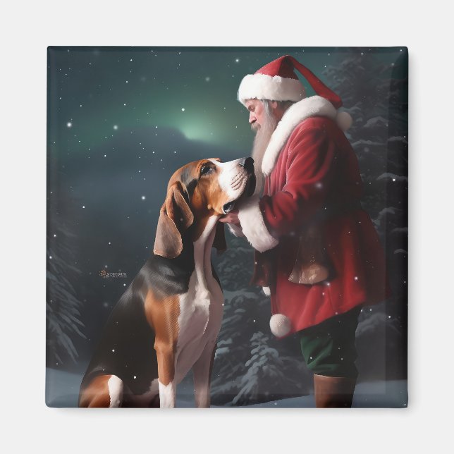Imán Treeing Walker Coonhound Santa Claus Navidad (Frente)