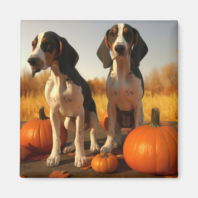 Imán Trek Walker Coonhound Puppy Autumn Calabaza (Frente)
