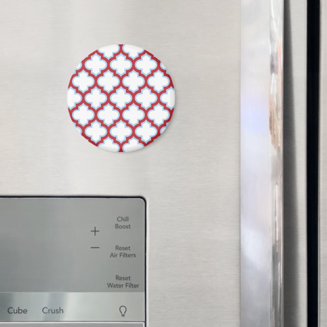 Imán Trellis blanca y roja, Entramado, Quatrefoil (In situ (nevera))