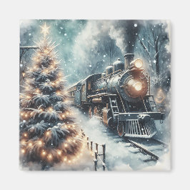 Imán Tren anticuado e invierno vintage