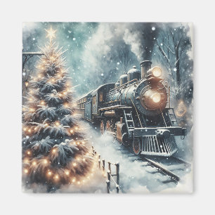Imán Tren anticuado e invierno vintage