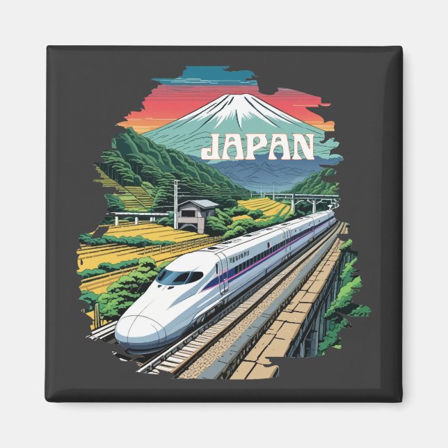 Imán Tren de bala japonés y el Monte Fuji (Frente)