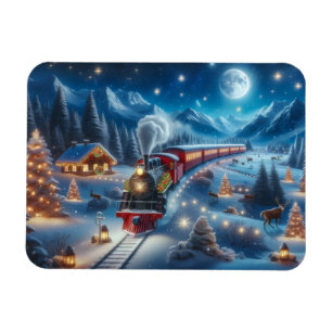 Imán Tren de Navidad Mágico Escena Invernal Nevada