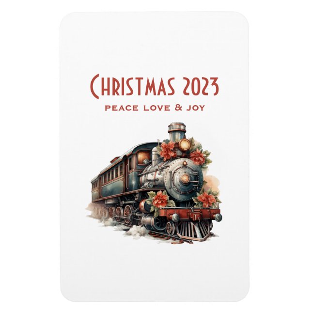 Imán Tren de vapor de época Navidades tradicionales (Vertical)