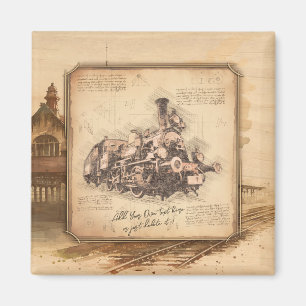 Imán Tren de vapor vintage / Locomotora Art. Regalo de 