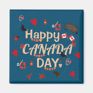 Imán Trendy Happy Canada Day Blue