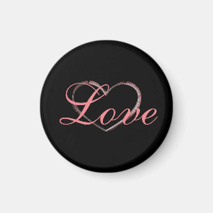 Imán Trendy Heart Grey Calligraphy Love Boda