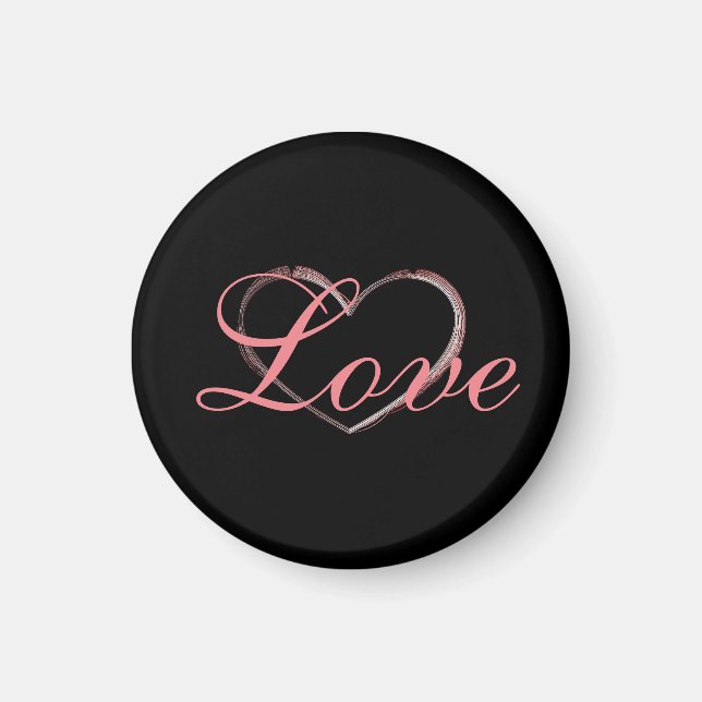 Imán Trendy Heart Grey Calligraphy Love Boda (Frente)