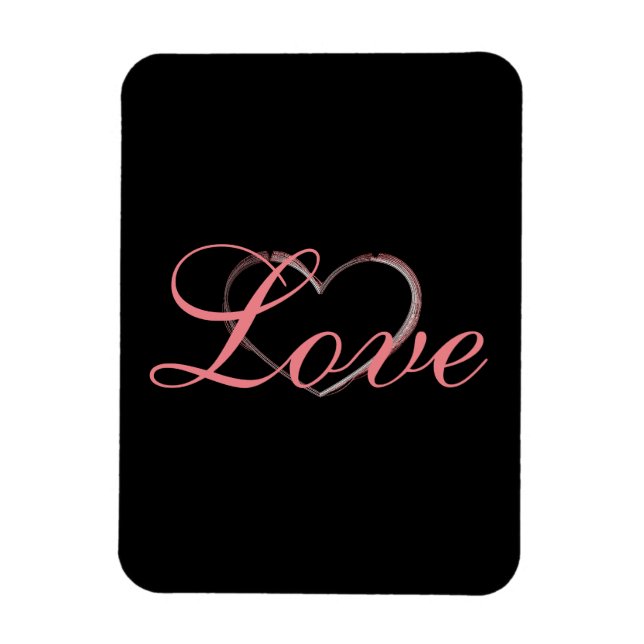 Imán Trendy Heart Grey Calligraphy Love Boda (Vertical)