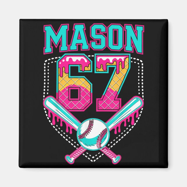 Imán Trendy Mason 67 Mem Ice Cream Drip Baseball Birthd (Frente)