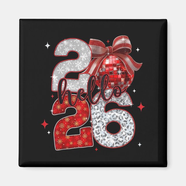 Imán Trendy New Year’s Eve Hello 2026 Happy New Year Fa (Frente)