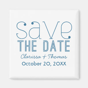 Imán Trendy Typography Save the Date Magnet, Blue