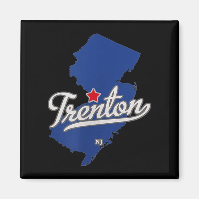 Imán Trenton New Jersey Nj Map  (Frente)