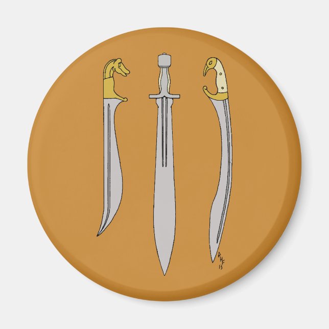 Imán Tres antiguas espadas griegas (Frente)
