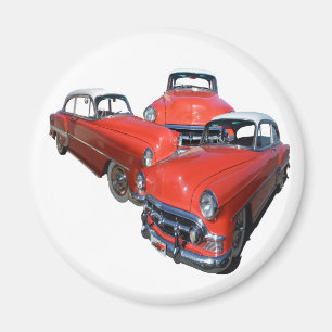 Imán Tres Autos Vintage De Estilo Rojo Y Blanco,