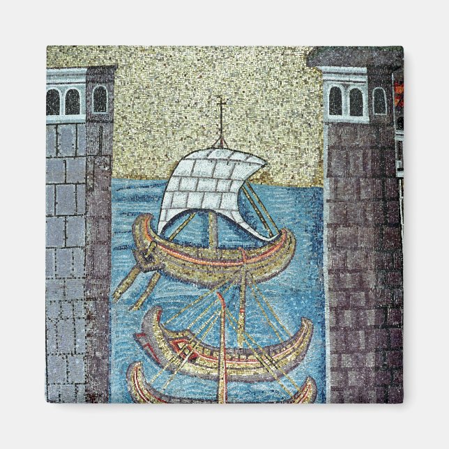 Imán Tres barcos que entran en el puerto de Rávena (Frente)