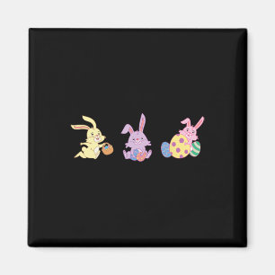 Imán Tres Bunnies Cuidados Con Ropa De Pascua Para Niño