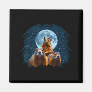 Imán Tres Cabeza de Marmota y Luna Feliz Día de la Marm