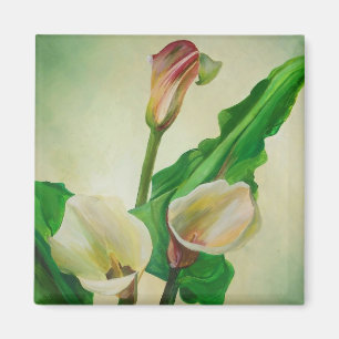 Imán Tres Calla Lilies Asombroso Acrílico Botánico