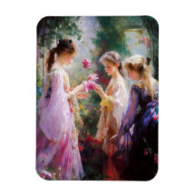 Tres chicas jugando en el jardín