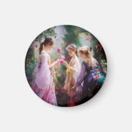 Imán Tres chicas jugando en el jardín