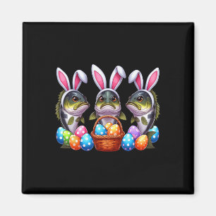 Imán Tres conejos de Pascua B Peces cazando huevos Sket